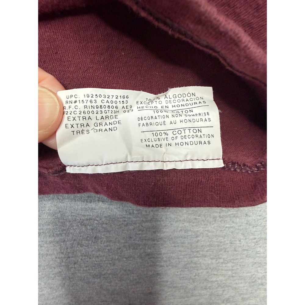 🍁Champion Mens XL Maroon Burgundy Script Logo Short Sleeve Cotton T-Shirt - Picture 6 of 7